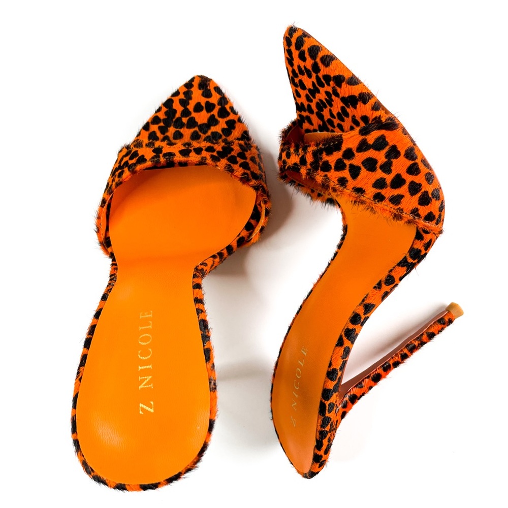 Calf hair orange & black mule shoes 🔥🔥🔥